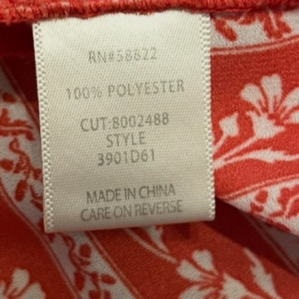 Max Studio Red Floral Puff Sleeve Tiered Midi Boho Summer Dress Size L - Picture 7 of 8